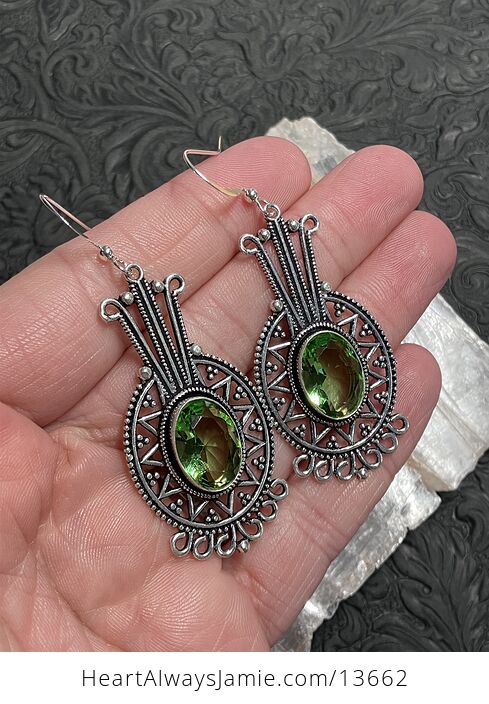 Mayan Styled Peridot Earrings Stone Crystal Jewelry - #ijrXcxSbR0E-2