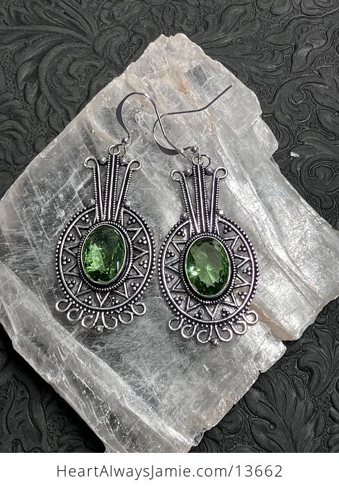 Mayan Styled Peridot Earrings Stone Crystal Jewelry - #ijrXcxSbR0E-5