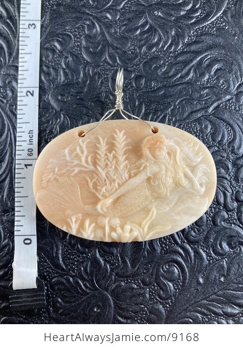 Mermaid Princess Carved Red Malachite Stone Pendant Jewelry - #4Qg7cz84zw4-8
