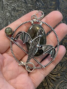 Metal Dragon and Labradorite Stone Jewelry Crystal Charm or Pendant #noxhqWB086U