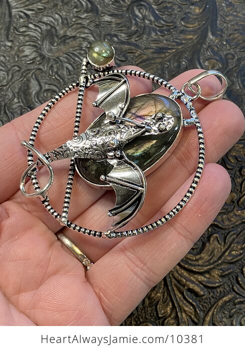 Metal Dragon and Labradorite Stone Jewelry Crystal Charm or Pendant - #noxhqWB086U-3