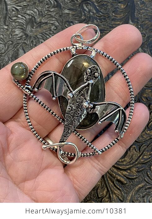 Metal Dragon and Labradorite Stone Jewelry Crystal Charm or Pendant - #noxhqWB086U-1