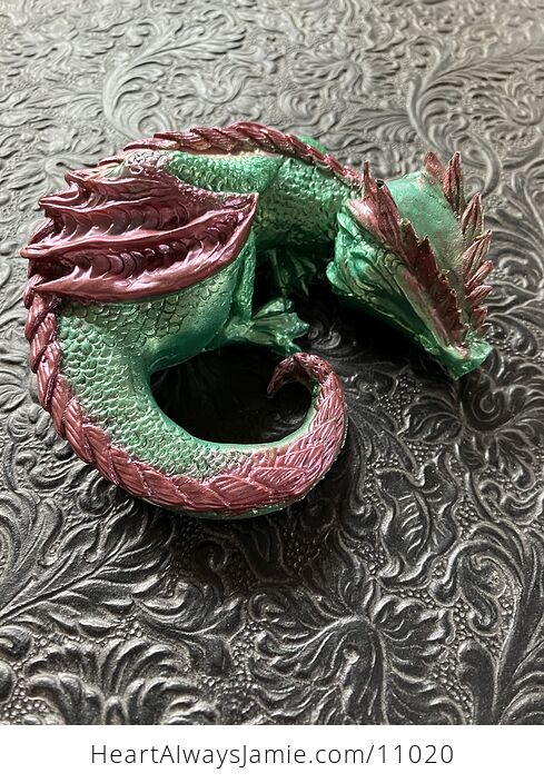 Metallic Green Gold and Purple Red Sleeping Baby Dragon Resin Figurine Discounted - #lVqCcPLaCHE-2