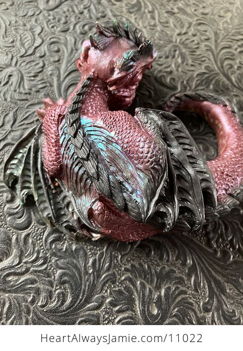 Metallic Purple Blue and Silver Sleeping Baby Dragon Resin Figurine Discounted - #5X7IXT1JaB4-2