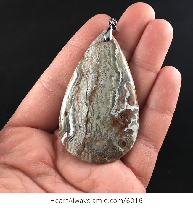 Mexican Crazy Lace Agate Stone Jewelry Pendant - #84A8HPGwg2o-1