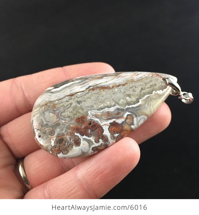 Mexican Crazy Lace Agate Stone Jewelry Pendant - #84A8HPGwg2o-3