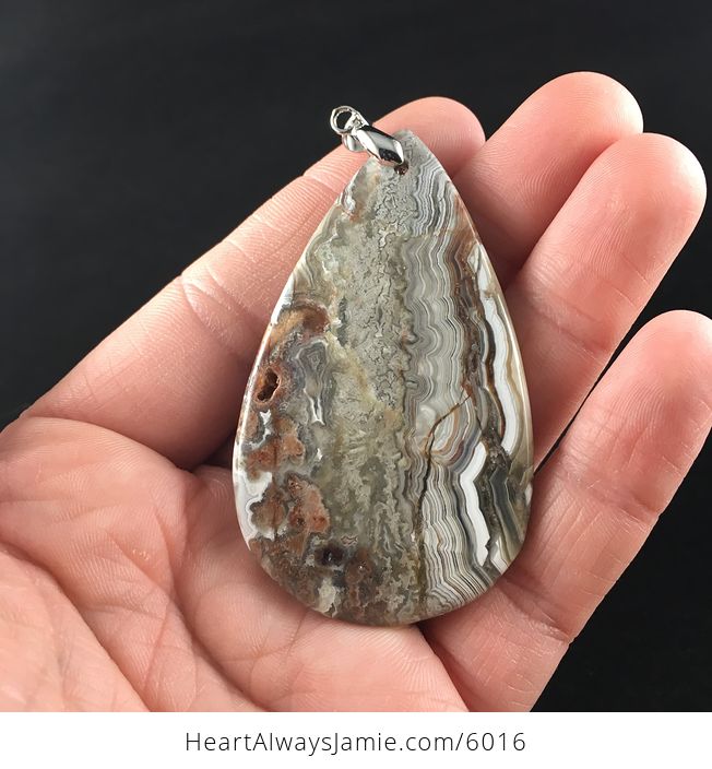 Mexican Crazy Lace Agate Stone Jewelry Pendant - #84A8HPGwg2o-6