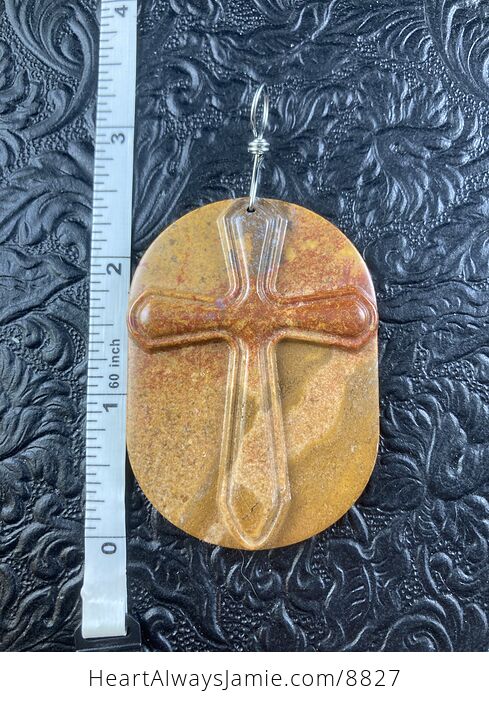 Misty Mountain Jasper Cross Stone Jewelry Pendant Mini Art Ornament - #qr9SuUloULQ-5