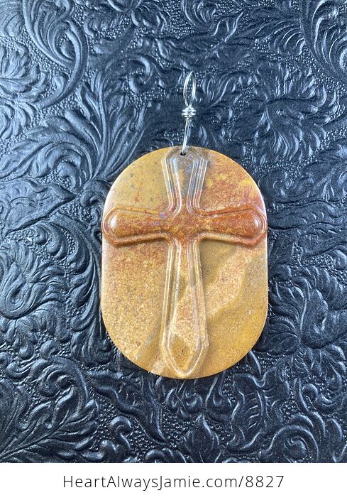 Misty Mountain Jasper Cross Stone Jewelry Pendant Mini Art Ornament - #qr9SuUloULQ-6