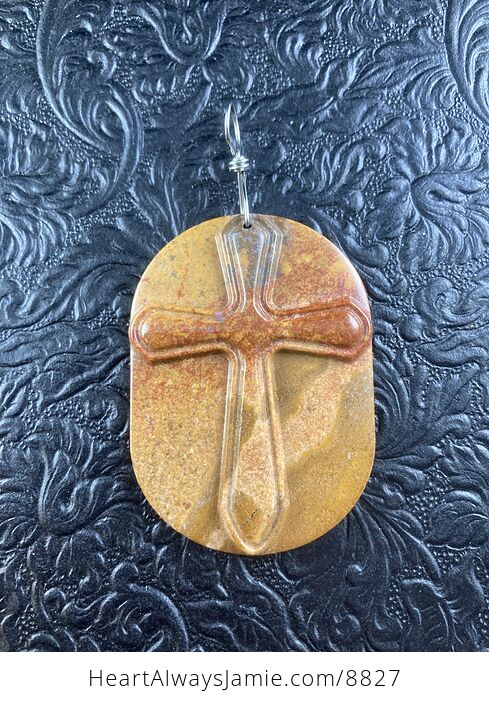 Misty Mountain Jasper Cross Stone Jewelry Pendant Mini Art Ornament - #qr9SuUloULQ-1