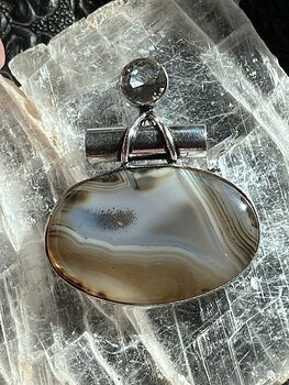 Montana Dendritic Agate and Topaz Gemstone Jewelry Crystal Pendant #VLeTMy1i8Iw