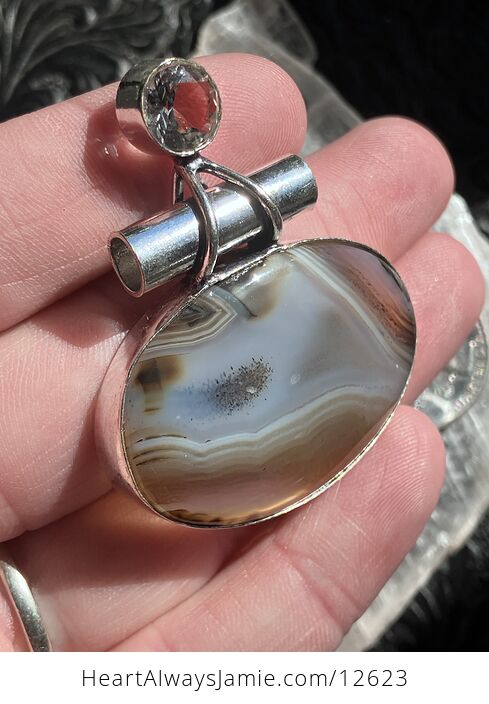 Montana Dendritic Agate and Topaz Gemstone Jewelry Crystal Pendant - #VLeTMy1i8Iw-3