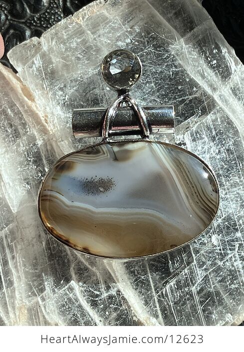 Montana Dendritic Agate and Topaz Gemstone Jewelry Crystal Pendant - #VLeTMy1i8Iw-1