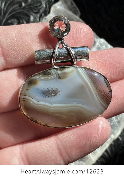 Montana Dendritic Agate and Topaz Gemstone Jewelry Crystal Pendant - #VLeTMy1i8Iw-2