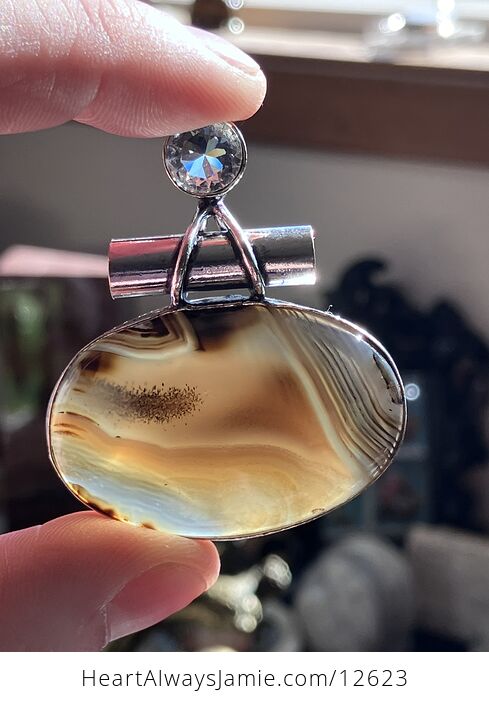 Montana Dendritic Agate and Topaz Gemstone Jewelry Crystal Pendant - #VLeTMy1i8Iw-8