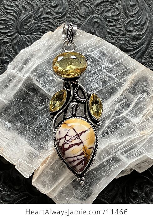 Mookaite and Citrine Crystal Stone Jewelry Pendant - #YBW20uTUlkg-1