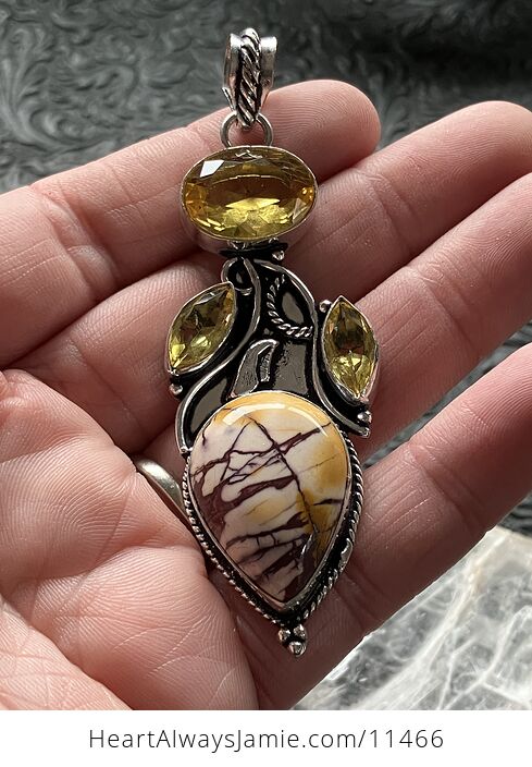 Mookaite and Citrine Crystal Stone Jewelry Pendant - #YBW20uTUlkg-2