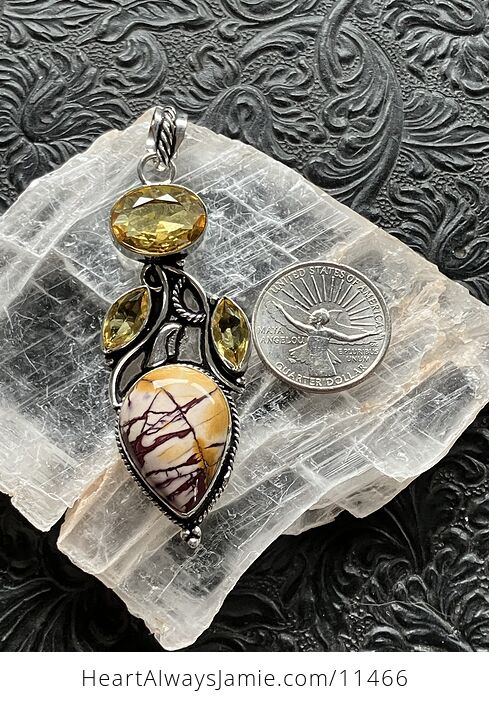 Mookaite and Citrine Crystal Stone Jewelry Pendant - #YBW20uTUlkg-6