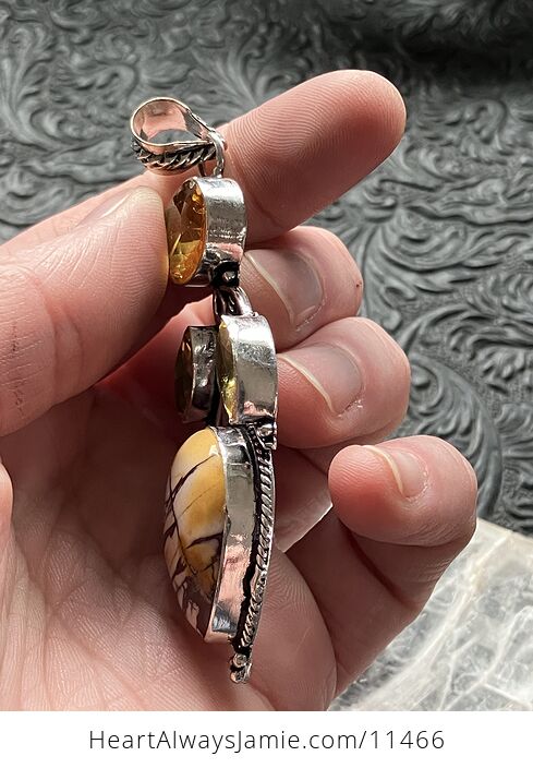 Mookaite and Citrine Crystal Stone Jewelry Pendant - #YBW20uTUlkg-4