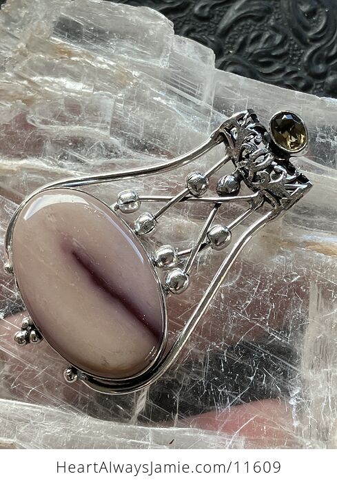 Mookaite and Citrine Gemstone Jewelry Crystal Fidget Pendant - #sTndfHmYKlo-7