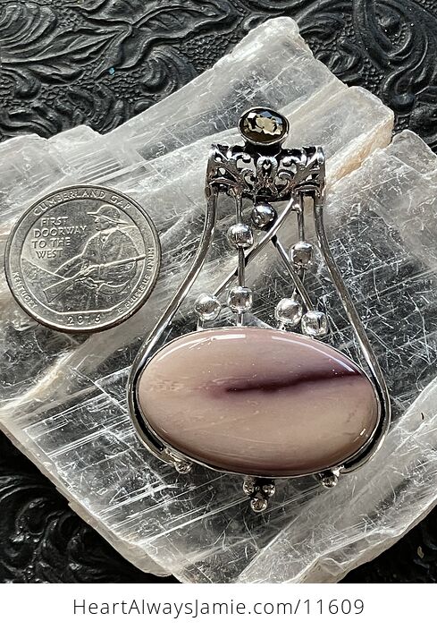Mookaite and Citrine Gemstone Jewelry Crystal Fidget Pendant - #sTndfHmYKlo-5