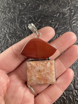Mookaite and Sunstone Crystal Stone Jewelry Pendant #FcECxhg6WhY