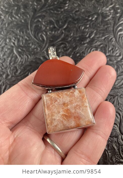 Mookaite and Sunstone Crystal Stone Jewelry Pendant - #FcECxhg6WhY-2