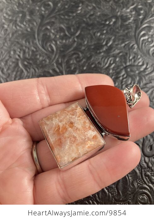 Mookaite and Sunstone Crystal Stone Jewelry Pendant - #FcECxhg6WhY-4