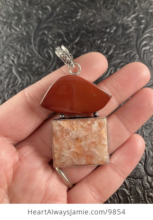 Mookaite and Sunstone Crystal Stone Jewelry Pendant - #FcECxhg6WhY-1