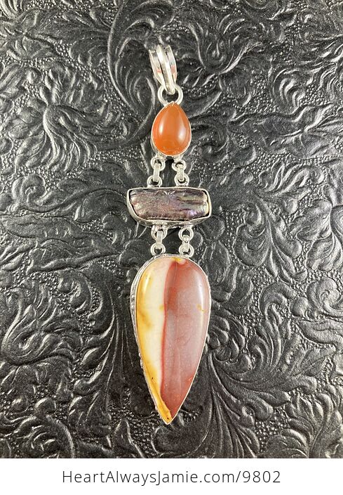 Mookaite Carnelian and Biwa Pearl Crystal Stone Jewelry Pendant - #qMw0dKlyl0w-5