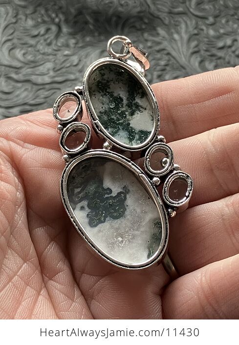 Moss Agate and Blue Stone Jewelry Crystal Pendant - #K1GeIuzkDiY-6