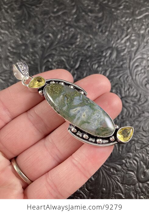 Moss Agate and Citrine Crystal Stone Jewelry Pendant - #1CVMGF06xG0-6