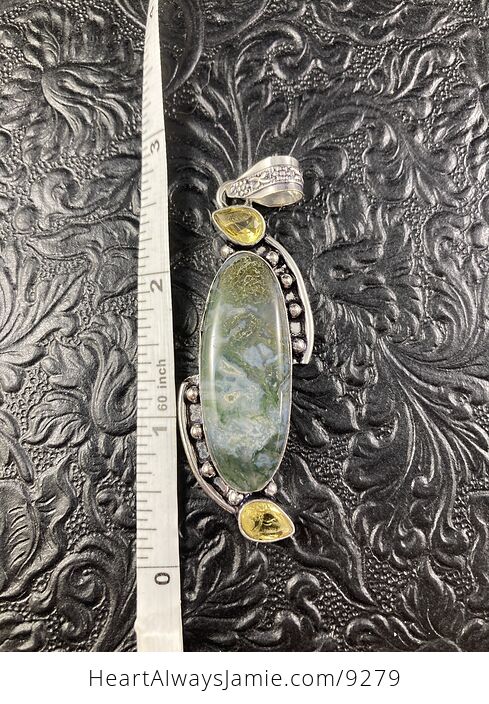 Moss Agate and Citrine Crystal Stone Jewelry Pendant - #1CVMGF06xG0-3