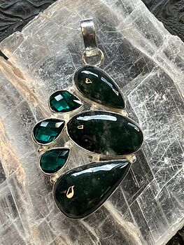 Moss Agate and Green Stone Jewelry Crystal Pendant #23wyBmErOt8