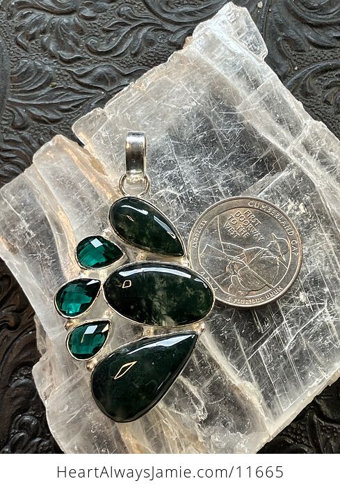Moss Agate and Green Stone Jewelry Crystal Pendant - #23wyBmErOt8-6