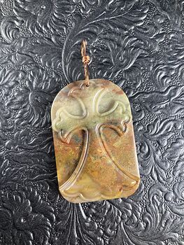 Moss Agate Cross Stone Jewelry Pendant Mini Art Ornament #ZooWrsbFchM