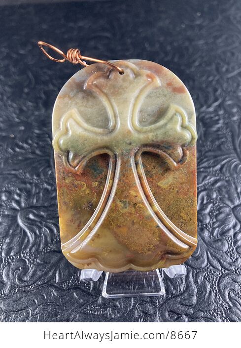 Moss Agate Cross Stone Jewelry Pendant Mini Art Ornament - #ZooWrsbFchM-7