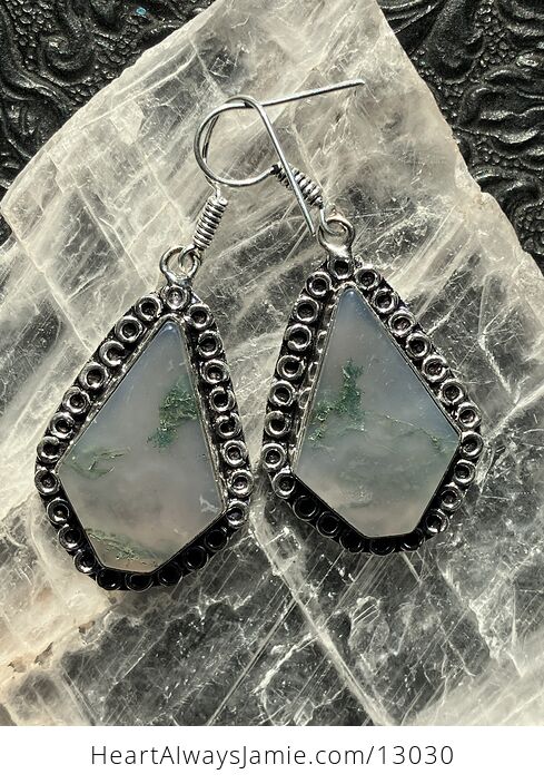 Moss Agate Earrings Stone Crystal Jewelry - #aKAf10LvIA4-1