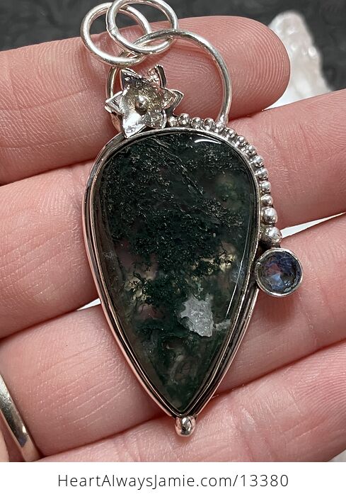 Moss Agate Floral Pendant Crystal Stone Jewelry - #pt0JazRKKKQ-1