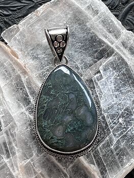 Moss Agate Stone Jewelry Crystal Pendant #3mb8meUR8QY