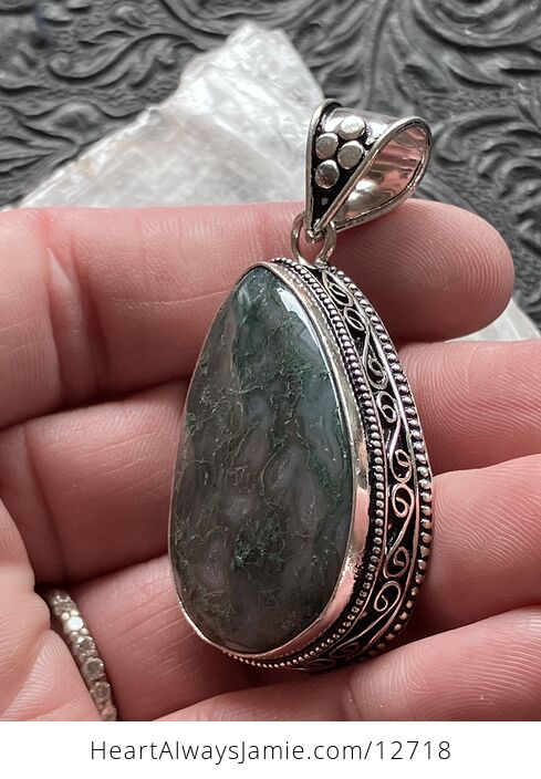 Moss Agate Stone Jewelry Crystal Pendant - #3mb8meUR8QY-6