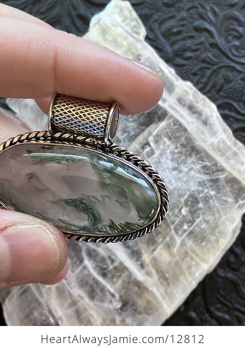 Moss Agate Stone Jewelry Crystal Pendant - #vdwSK7yLpdE-3