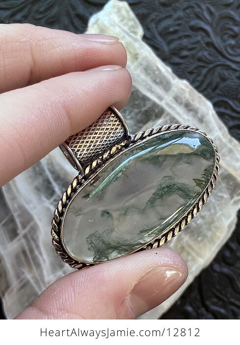 Moss Agate Stone Jewelry Crystal Pendant - #vdwSK7yLpdE-2