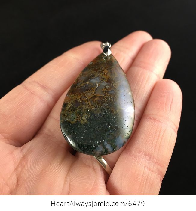 Moss Agate Stone Jewelry Pendant - #BirNbOycKj8-2