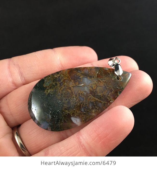 Moss Agate Stone Jewelry Pendant - #BirNbOycKj8-3