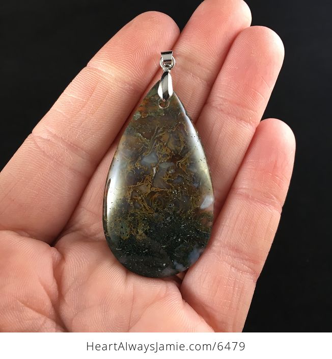 Moss Agate Stone Jewelry Pendant - #BirNbOycKj8-1