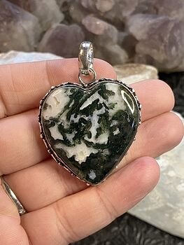 Moss or Tree Agate Heart Stone Jewelry Crystal Pendant #9Tn25EQywA4
