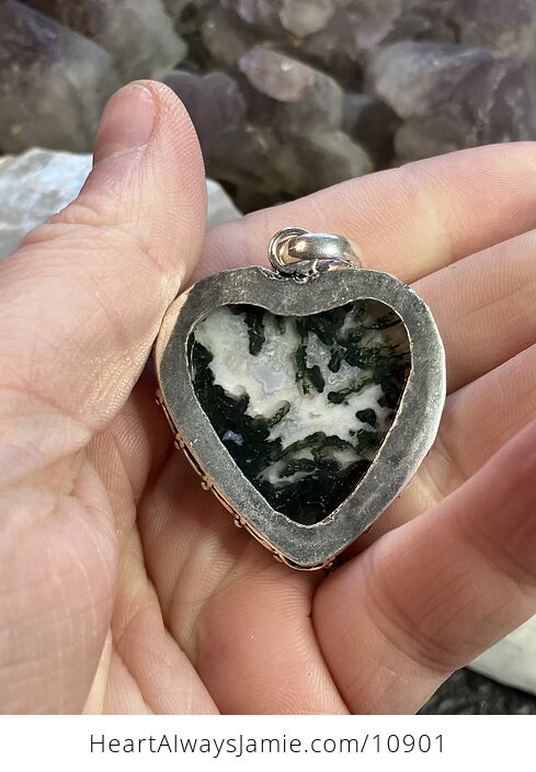 Moss or Tree Agate Heart Stone Jewelry Crystal Pendant - #9Tn25EQywA4-4