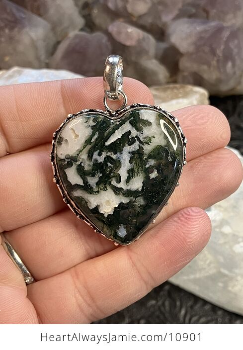 Moss or Tree Agate Heart Stone Jewelry Crystal Pendant - #9Tn25EQywA4-1