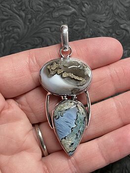 Mossy Blue Opal Crystal Stone Jewelry Pendant #hMGRP1220n8